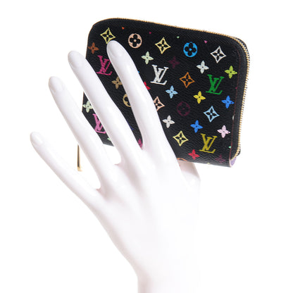 Louis Vuitton Monogram Multicolor Zippy Coin Purse Black Violet 2 of 8