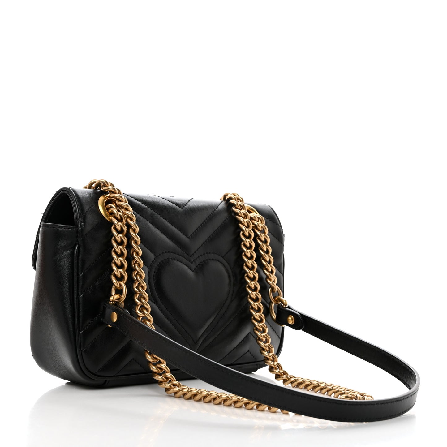 Calfskin Matelasse Mini GG Marmont Shoulder Bag Black
