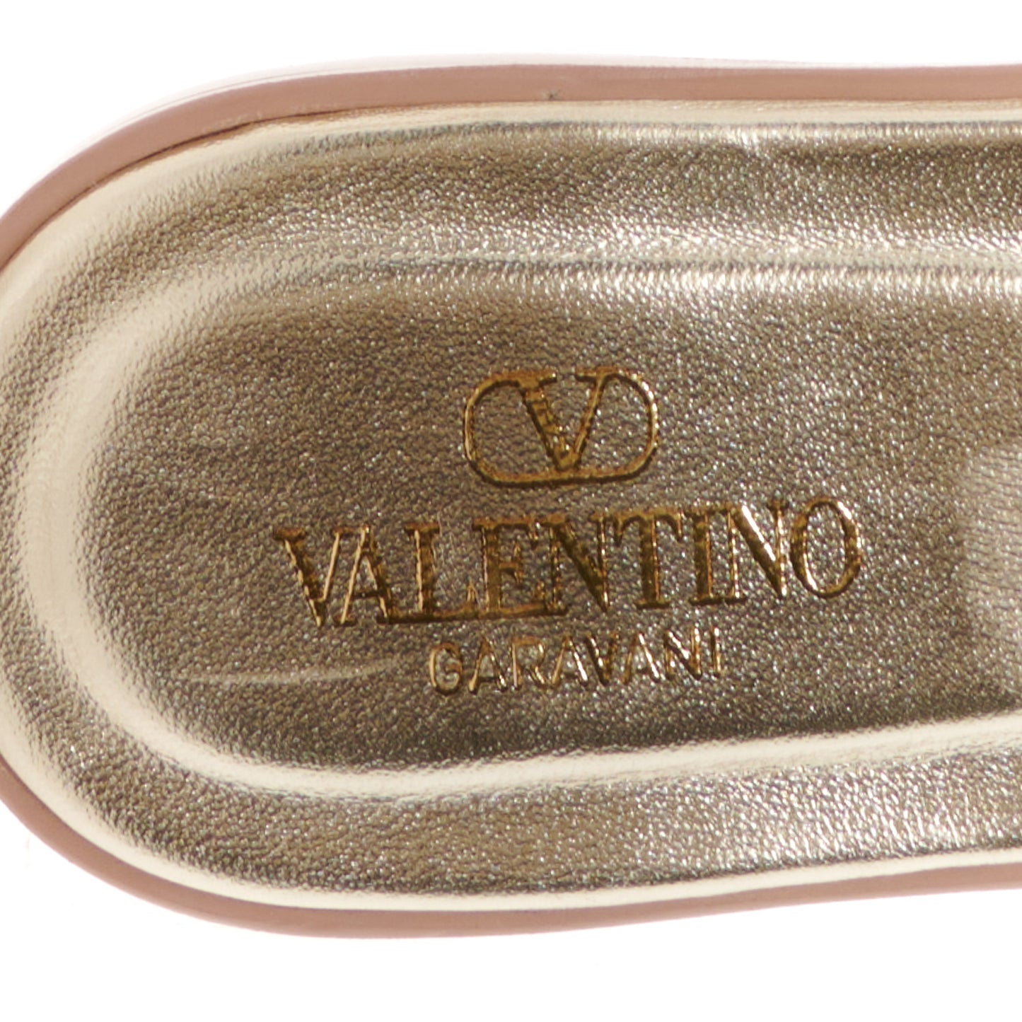 Metallic Nappa Vlogo Flat Slide Sandals 39 Antique Brass