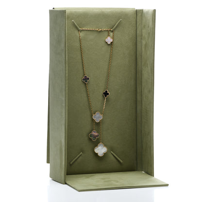 Van Cleef & Arpels 18K Yellow Gold Mother of Pearl Onyx 6 Motifs Magic Alhambra Necklace 5 of 5