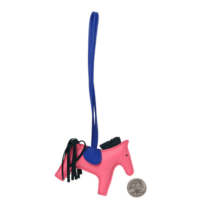 Hermes Milo Lambskin Grigri Rodeo Horse Bag Charm PM Rose Azalee Vert Cypress Bleu Electrique 2 of 4
