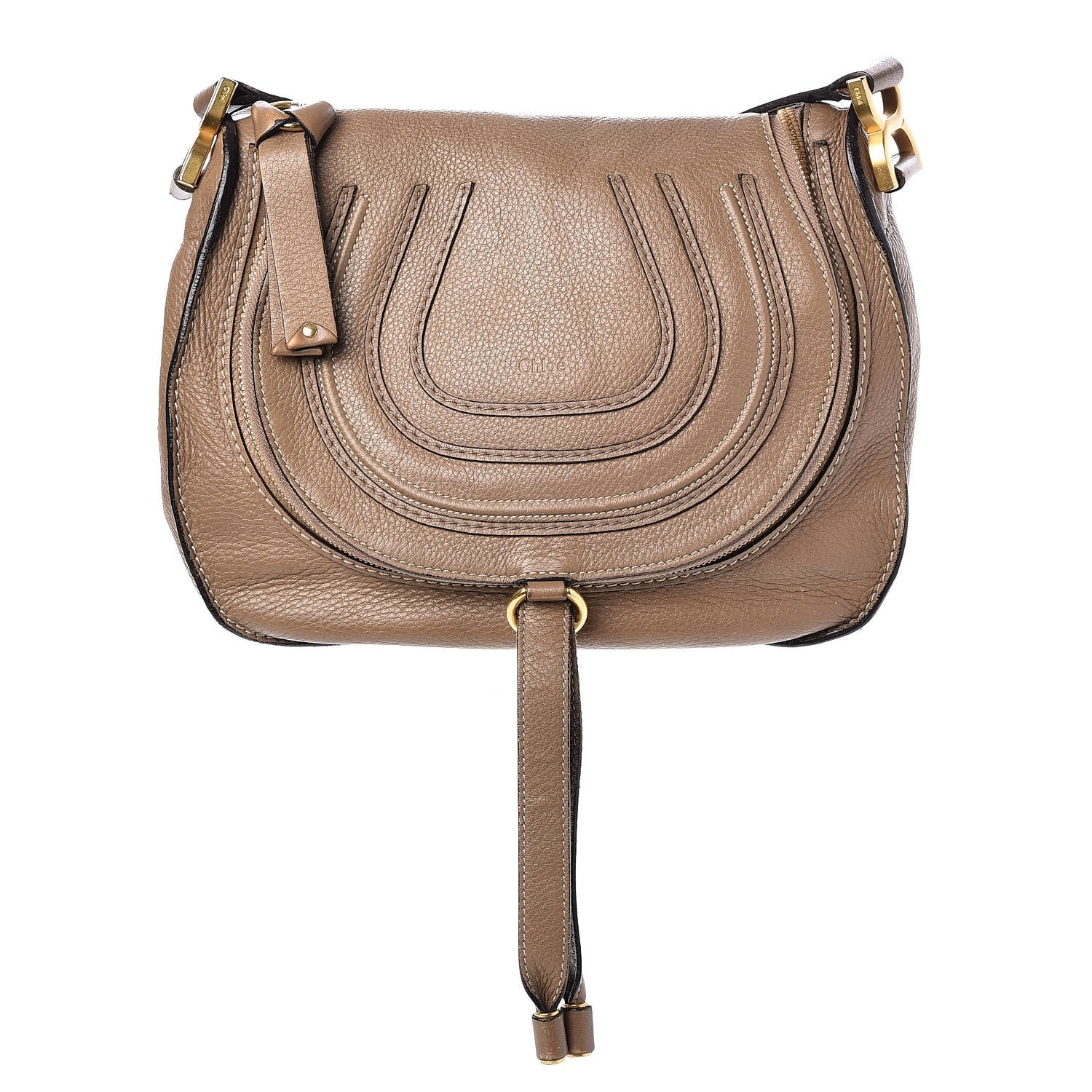 Chloe Calfskin Medium Marcie Round Zip Crossbody Bag Nut 1 of 9