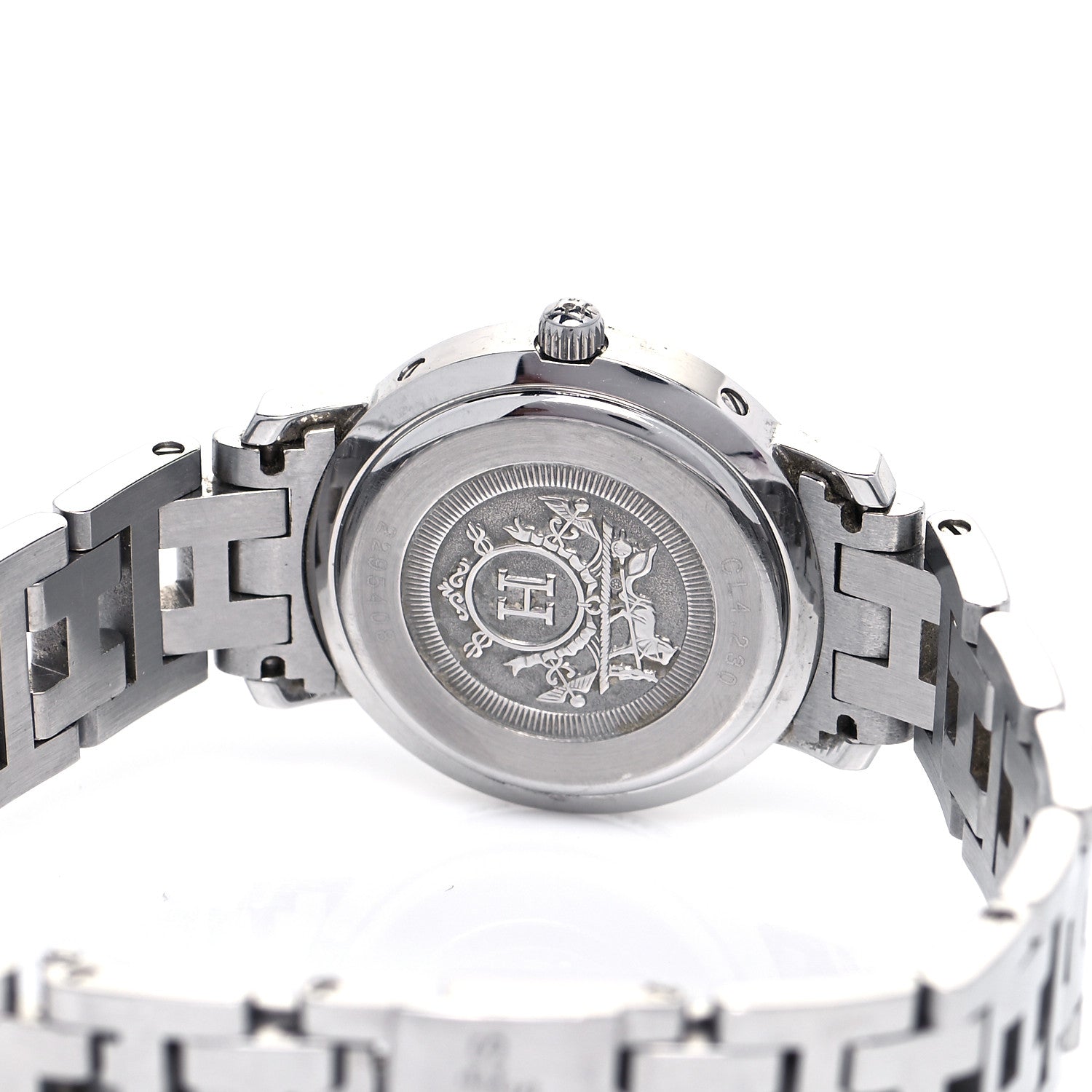 Hermes Stainless Steel Diamond Mother of Pearl 24mm Clipper Quartz Watch 4 of 5