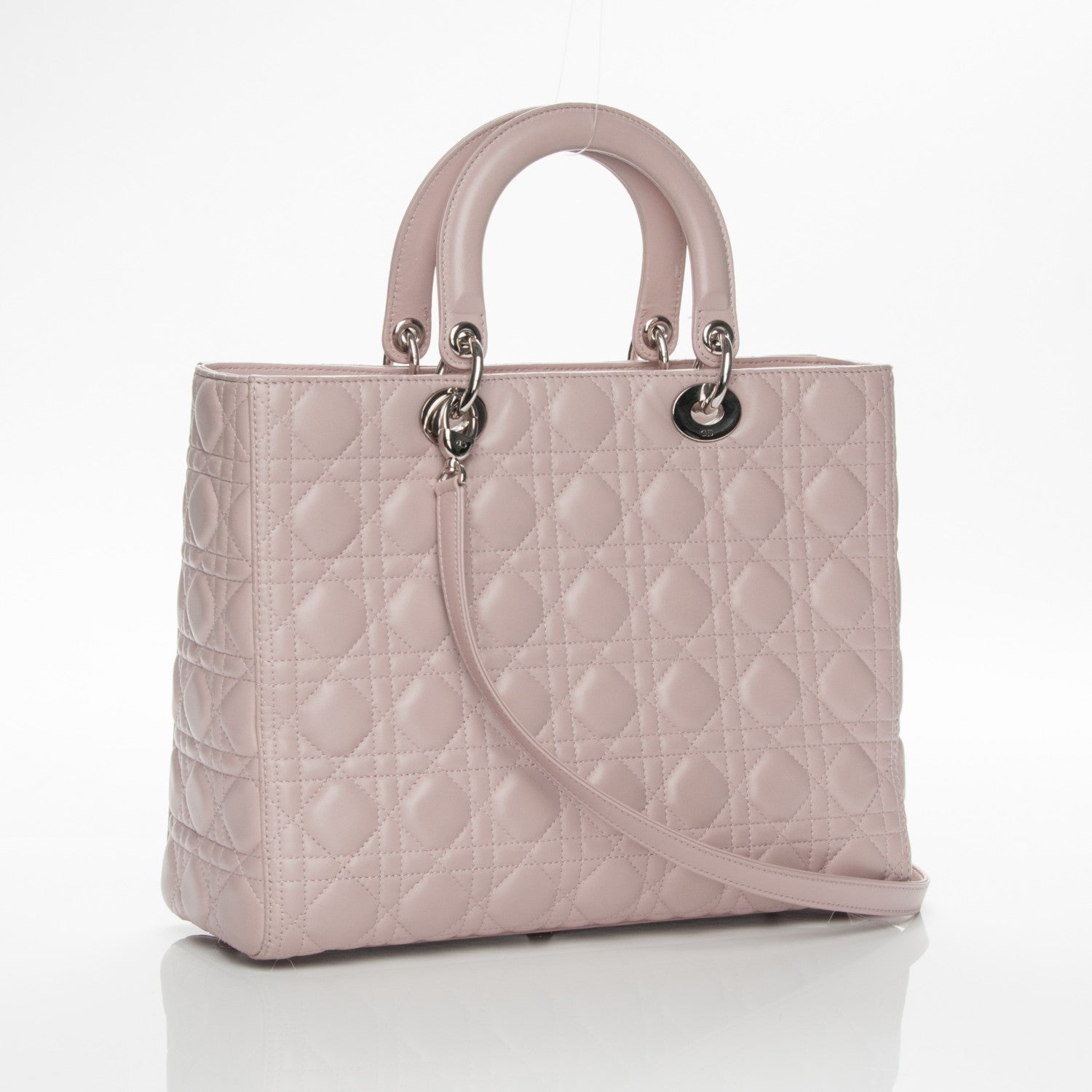 Christian Dior Lambskin Cannage Large Lady Dior Rose Poudre 3 of 7