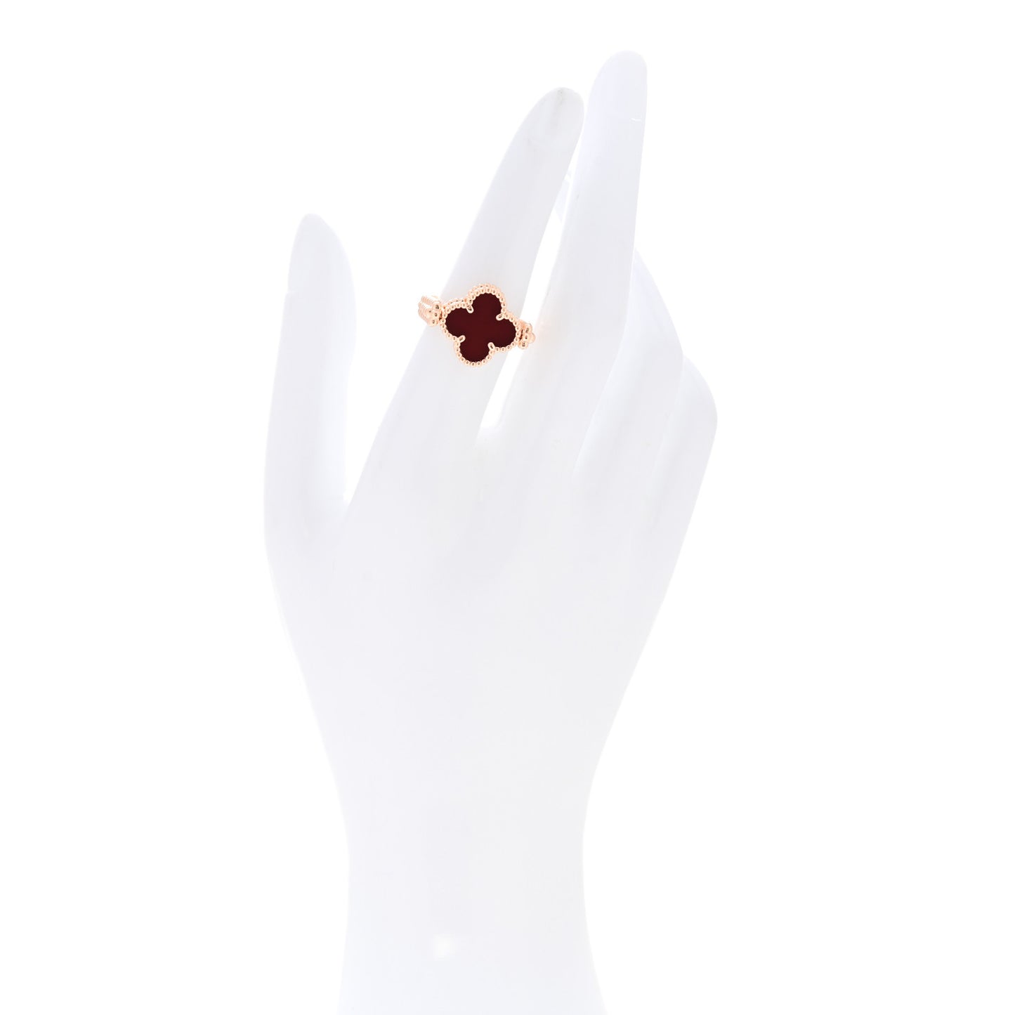 18K Rose Gold Diamond Carnelian Reversible Guilloche Vintage Alhambra Ring 51 5.75