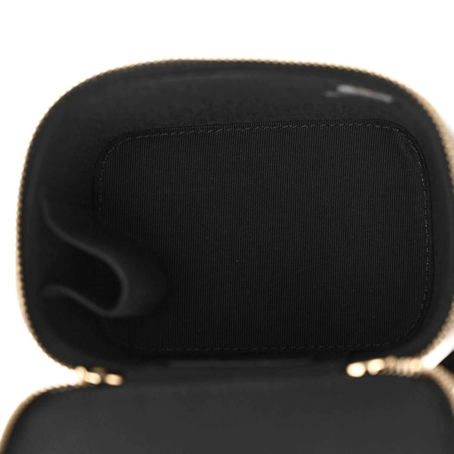Lambskin Quilted Top Handle Mini Vanity Case With Chain Black