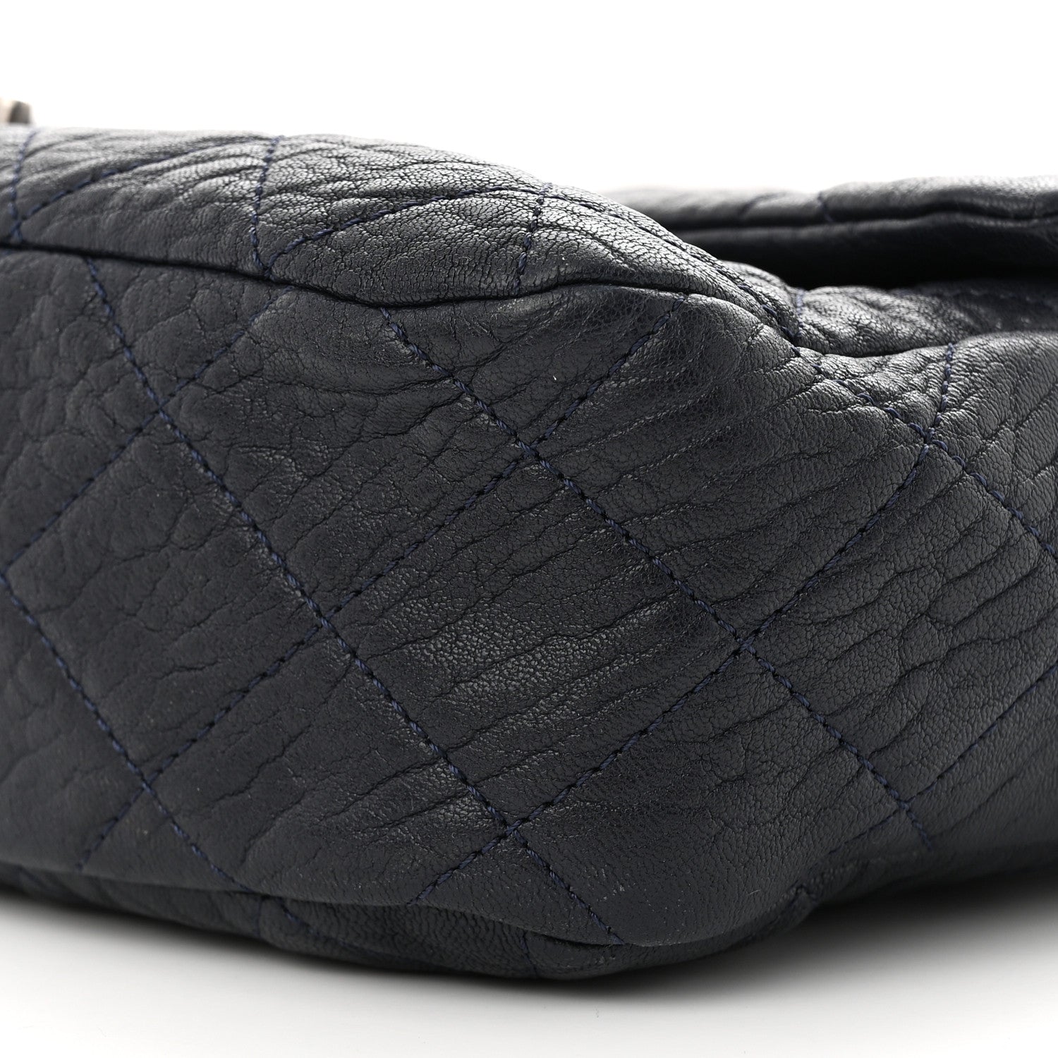 Chanel Sheepskin Quilted Jumbo Easy Flap Navy Blue 11 of 12