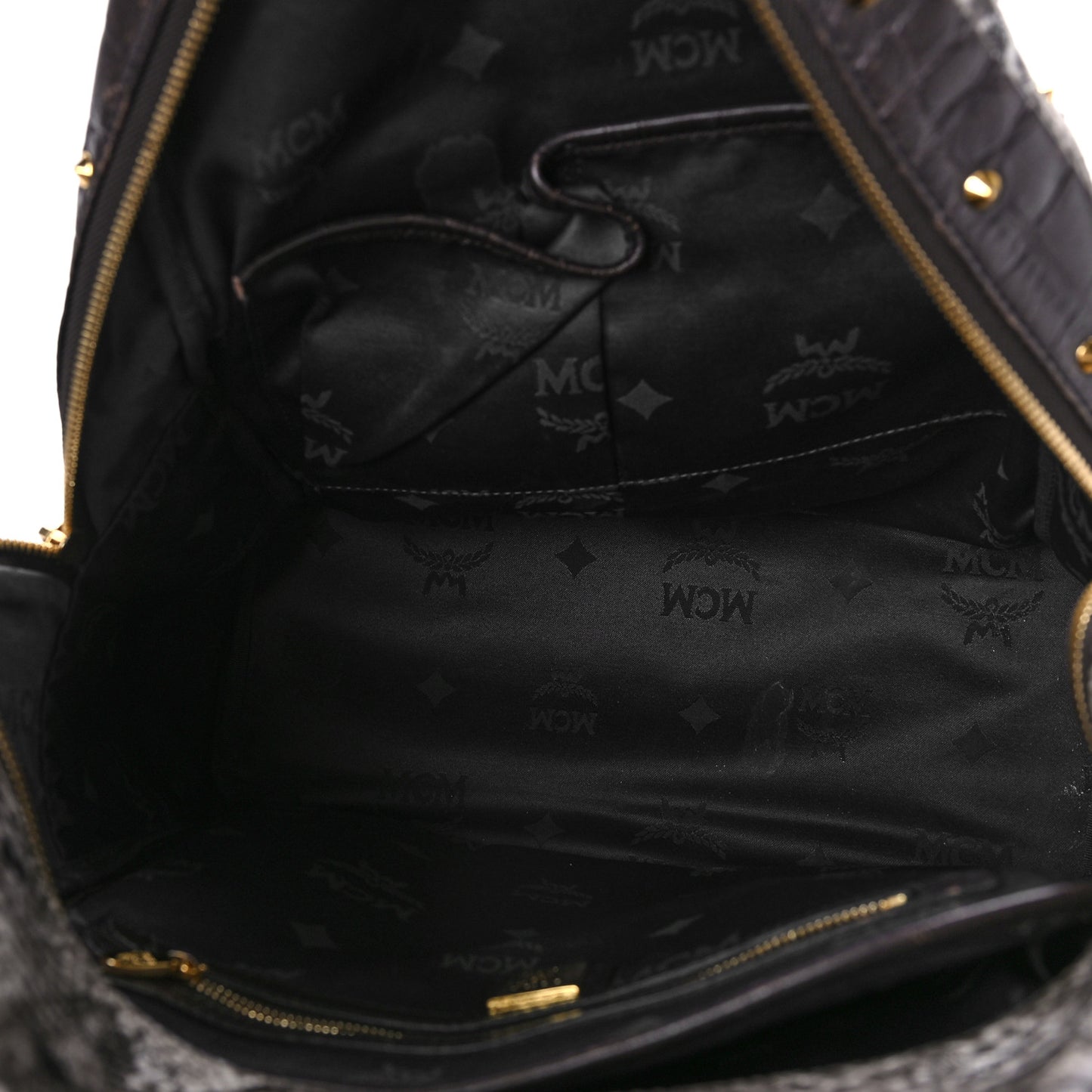 Snakeskin Medium Studded Backpack Black Multicolor