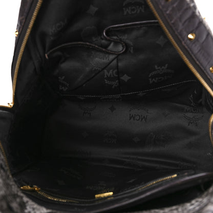 MCM Snakeskin Medium Studded Backpack Black Multicolor 5 of 15