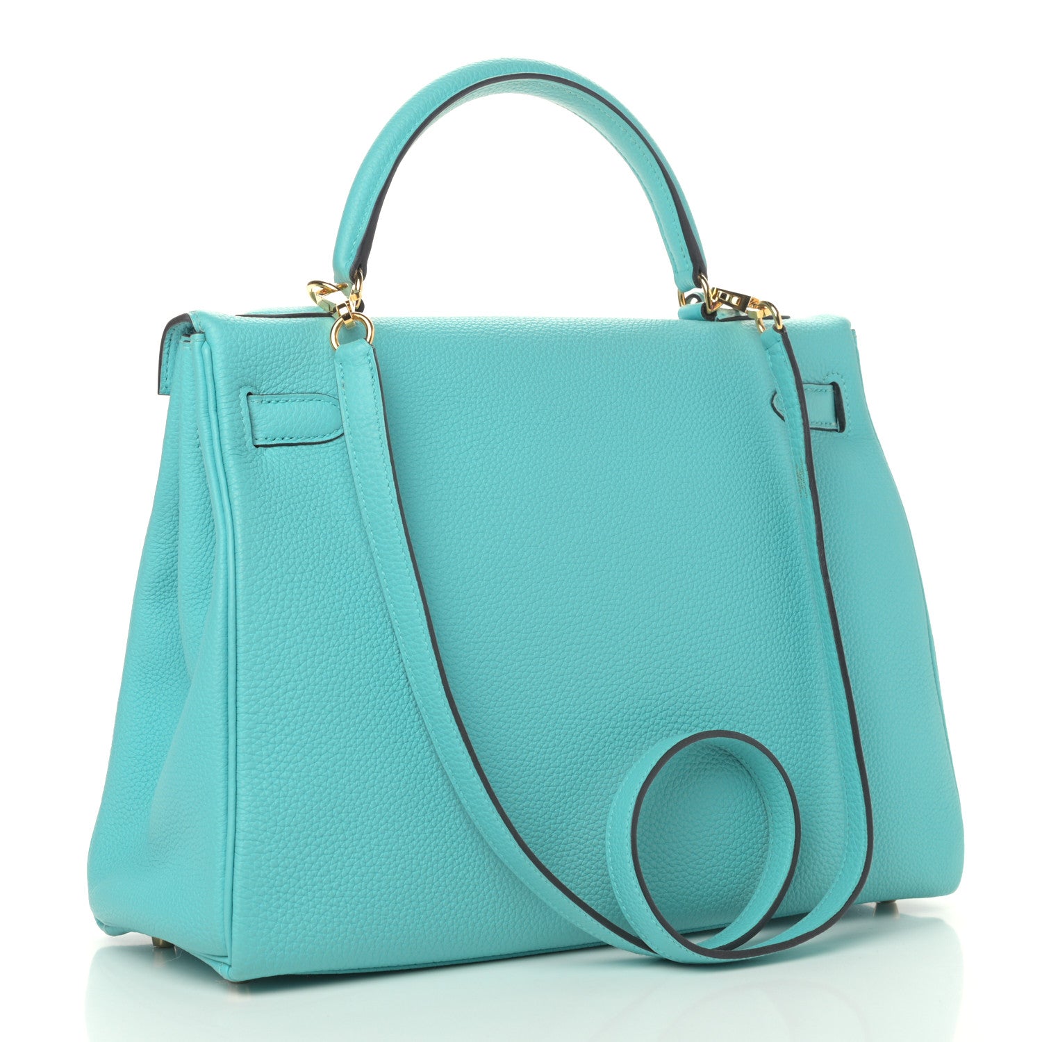 Hermes Togo Kelly Retourne 32 Bleu Atoll 3 of 11
