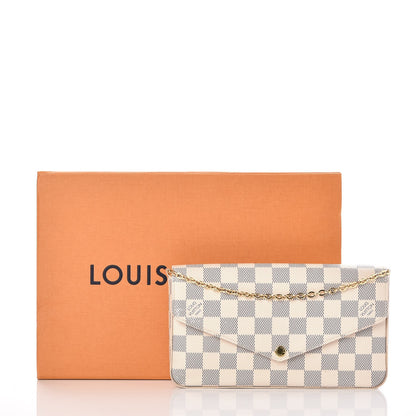 Louis Vuitton Damier Azur Pochette Felicie Chain Wallet Rose Ballerine 10 of 10