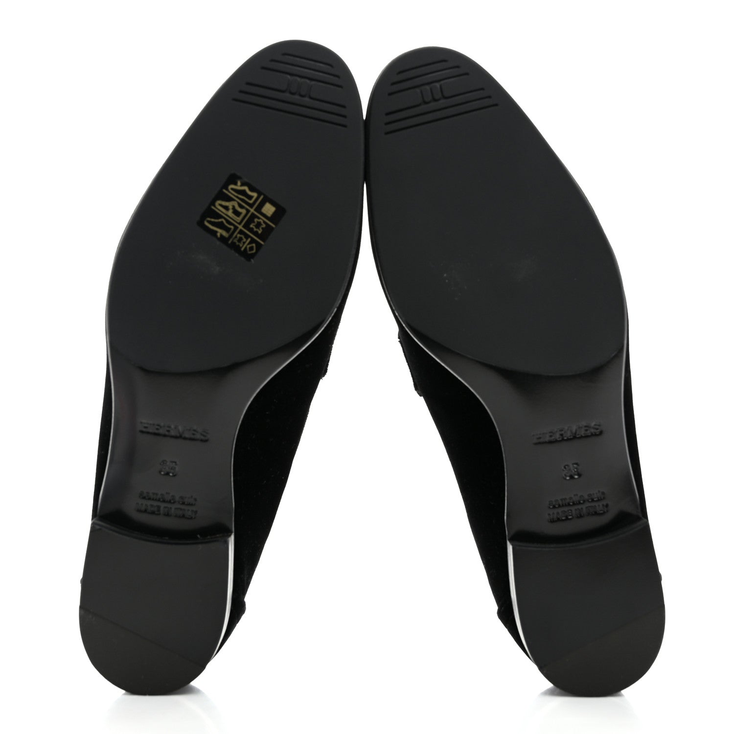 Hermes Velvet Womens Paris Loafers 35 Black 5 of 9