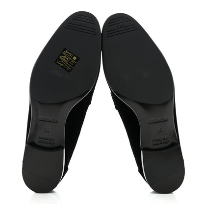 Hermes Velvet Womens Paris Loafers 35 Black 5 of 9