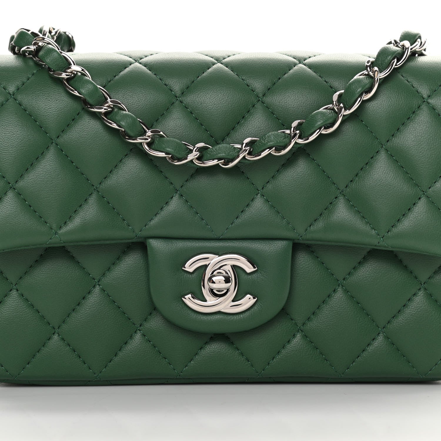 Chanel Lambskin Quilted Mini Rectangular Flap Green 8 of 13
