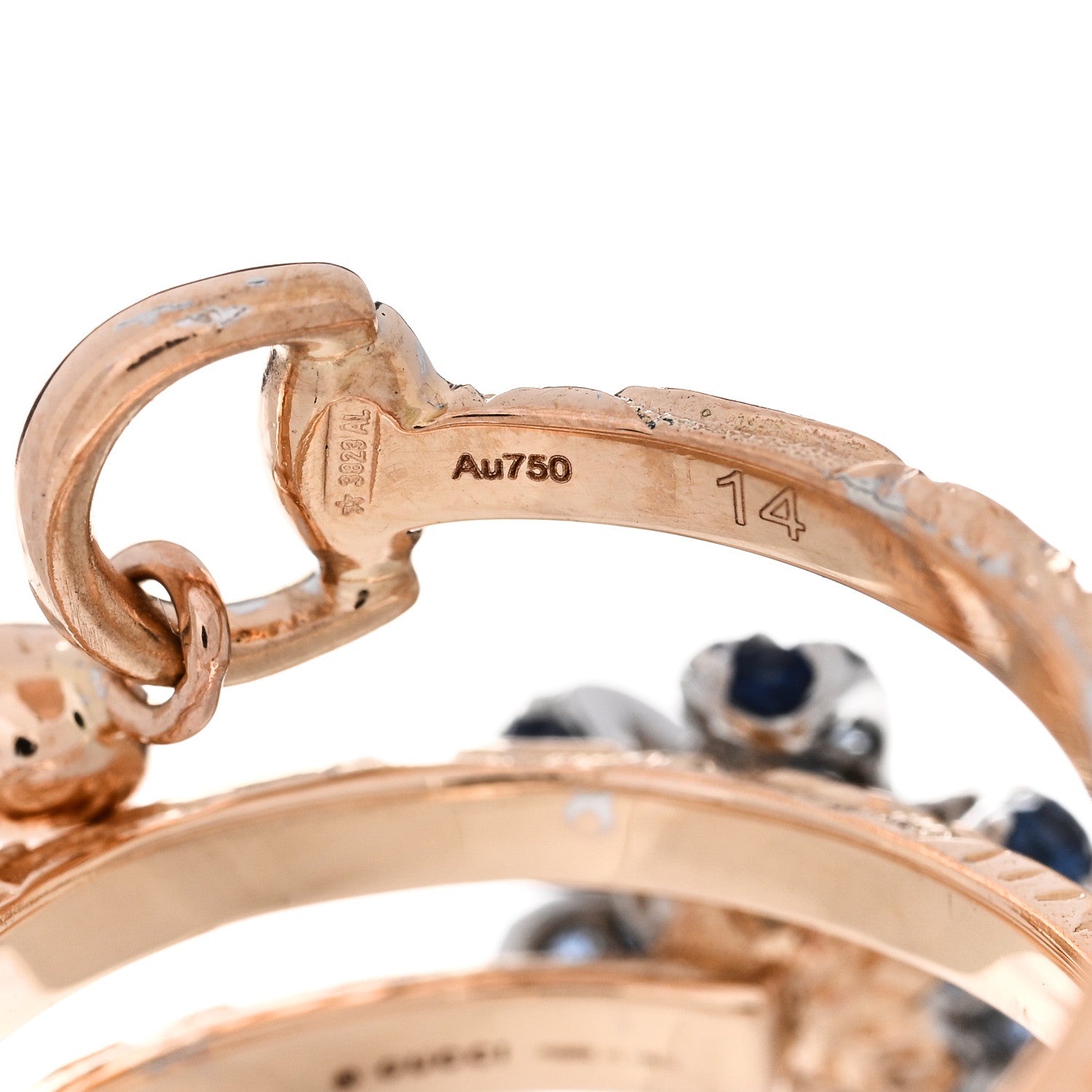Gucci 18K Rose Gold Diamond Blue Sapphire Flora Wrap Ring 53 6.25 5 of 6