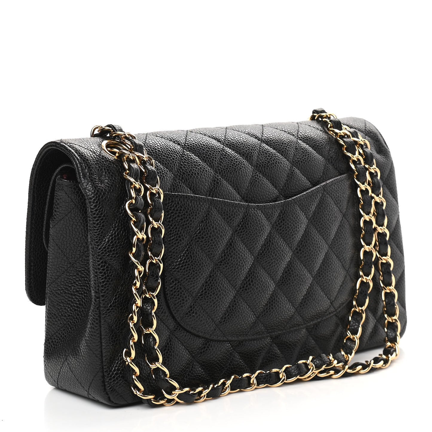 Caviar Quilted Medium Double Flap Black