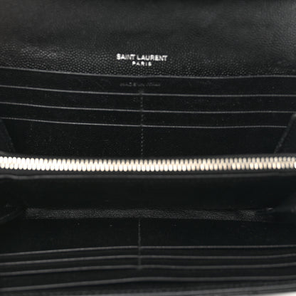 Saint Laurent Grain De Poudre Matelasse Chevron Monogram Flap Wallet Black 5 of 7