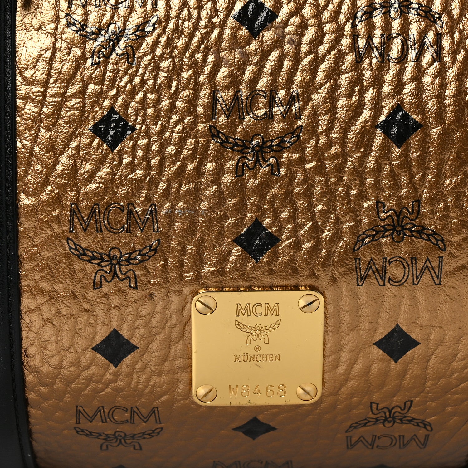 MCM Metallic Visetos Traveler Weekender Duffle Bag Gold 6 of 11