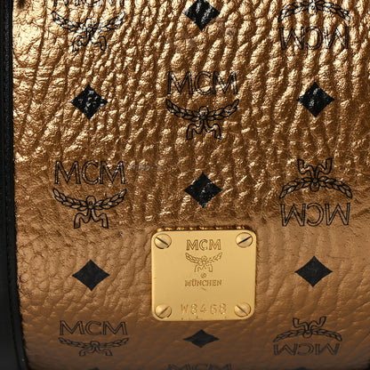 MCM Metallic Visetos Traveler Weekender Duffle Bag Gold 6 of 11