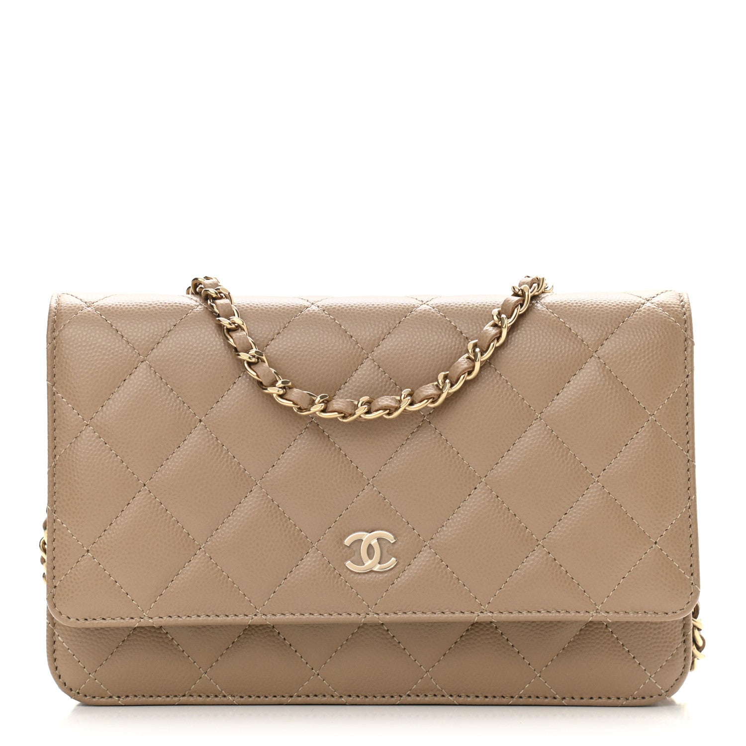 Chanel Caviar Quilted Wallet On Chain WOC Beige 1 of 12