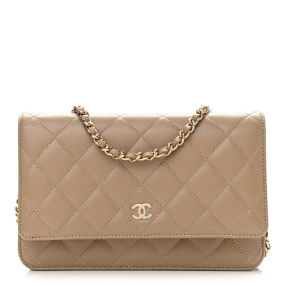 Chanel Caviar Quilted Wallet On Chain WOC Beige 1 of 12