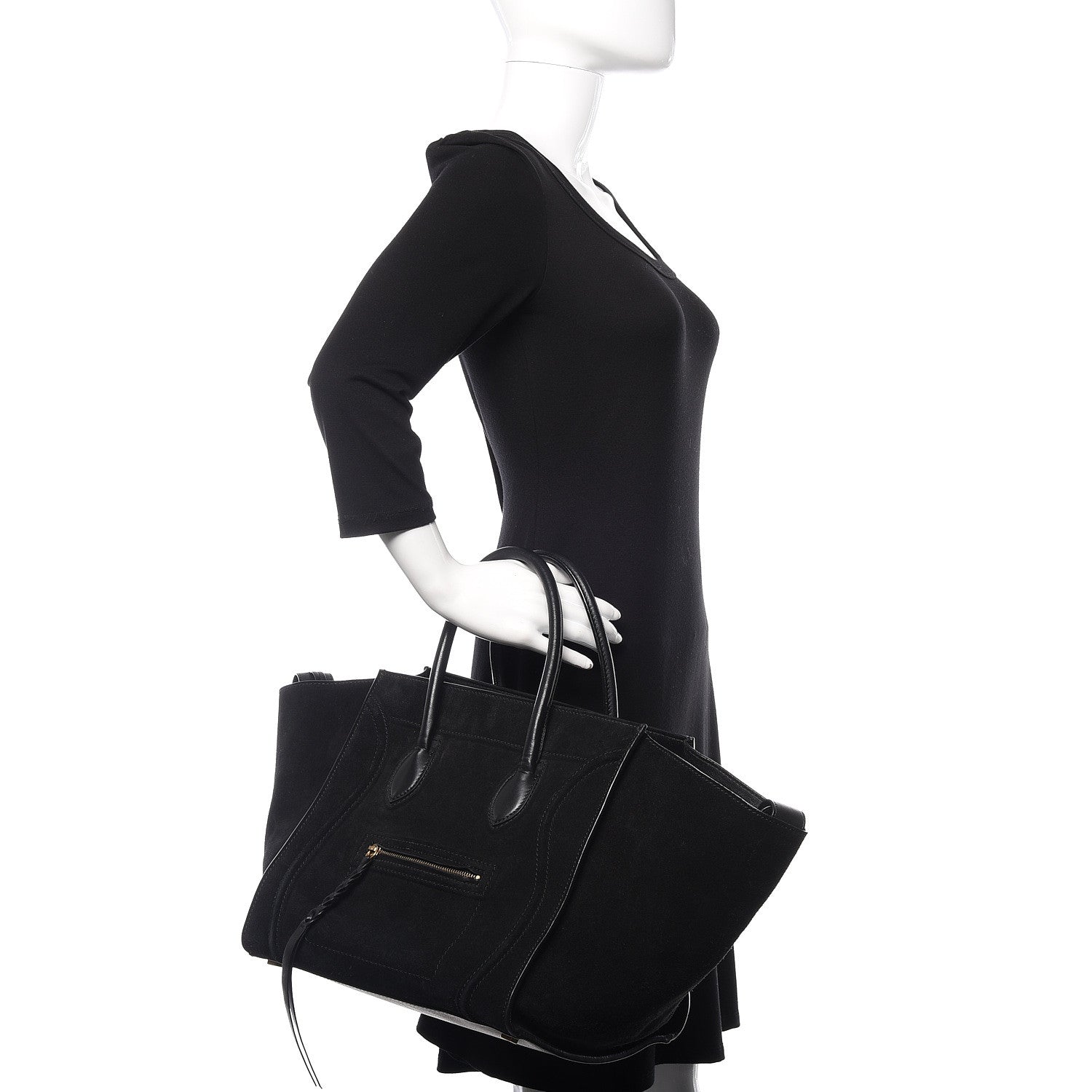 Celine Suede Medium Phantom Luggage Black 2 of 9