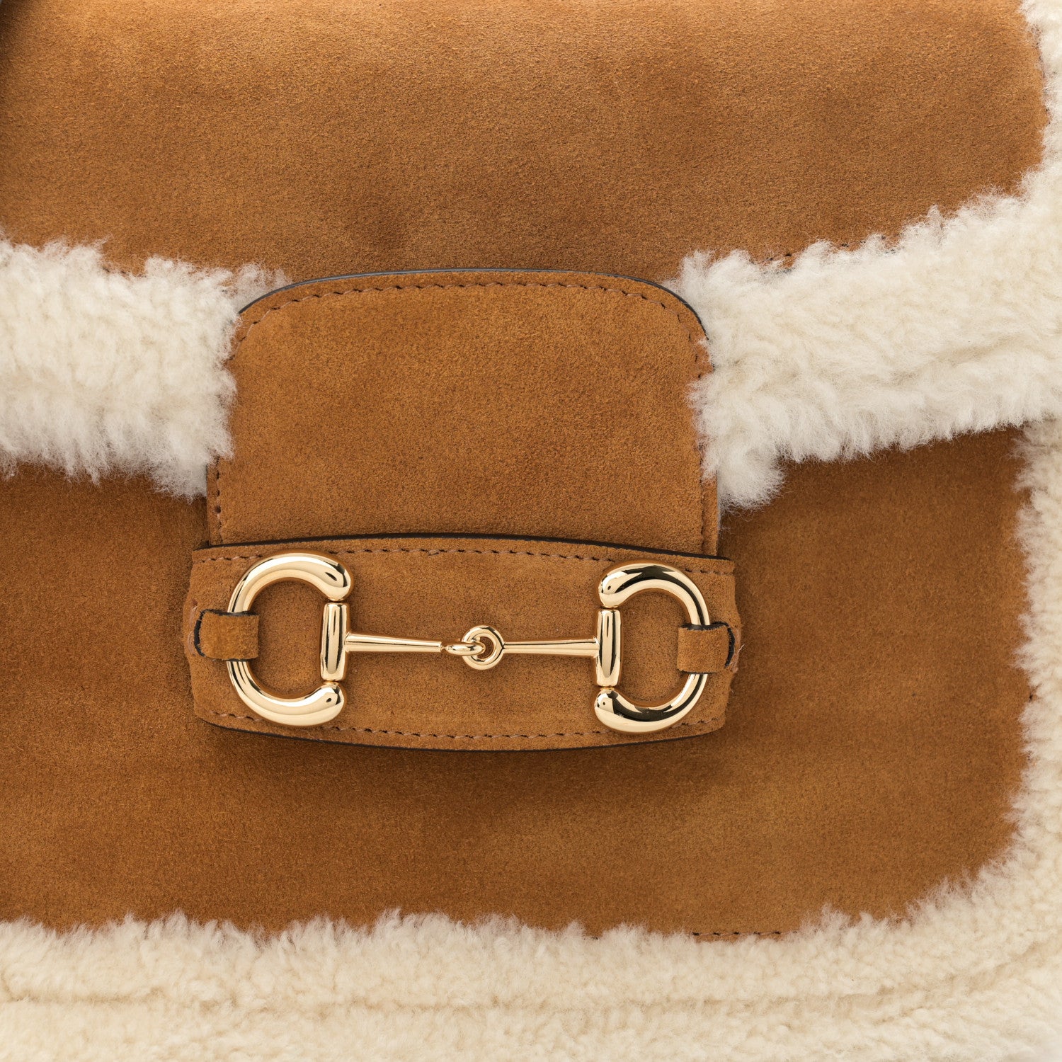 Gucci Suede Shearling Horsebit 1955 Shoulder Bag Brown 8 of 10