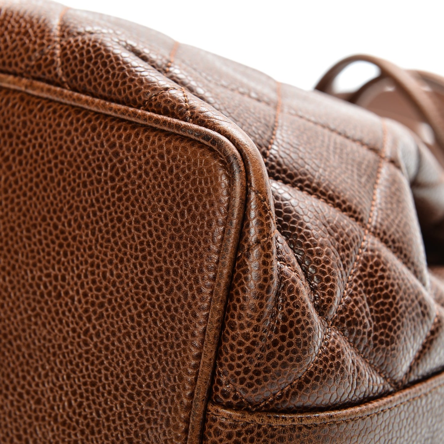 Caviar Quilted Drawstring Shoulder Bag Brown