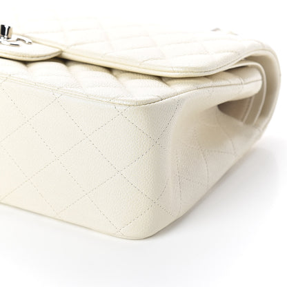 Chanel Pearly Caviar Quilted Jumbo Double Flap Dark White 6 of 9