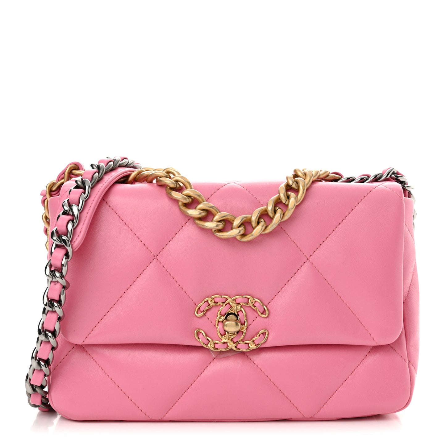Lambskin Quilted Medium Chanel 19 Flap Pink