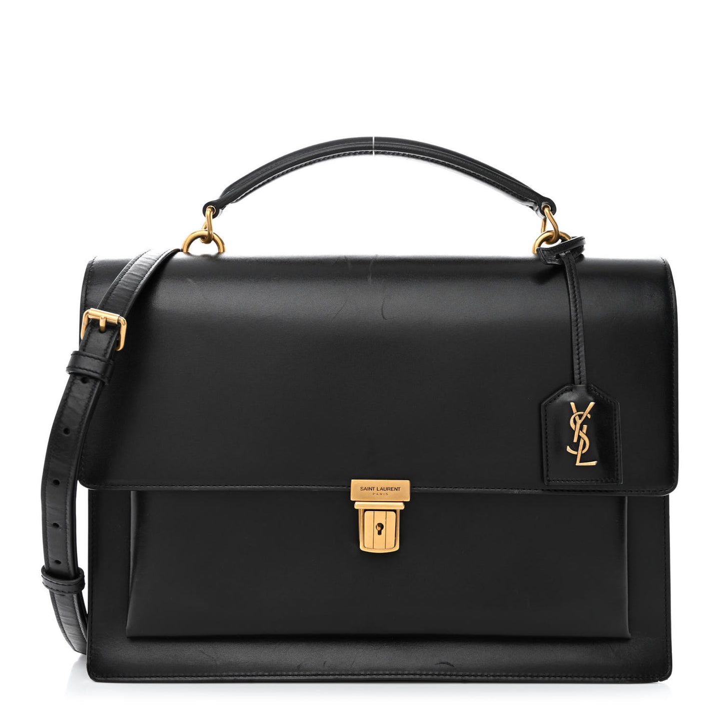 Smooth Calfskin Large High School Satchel Black