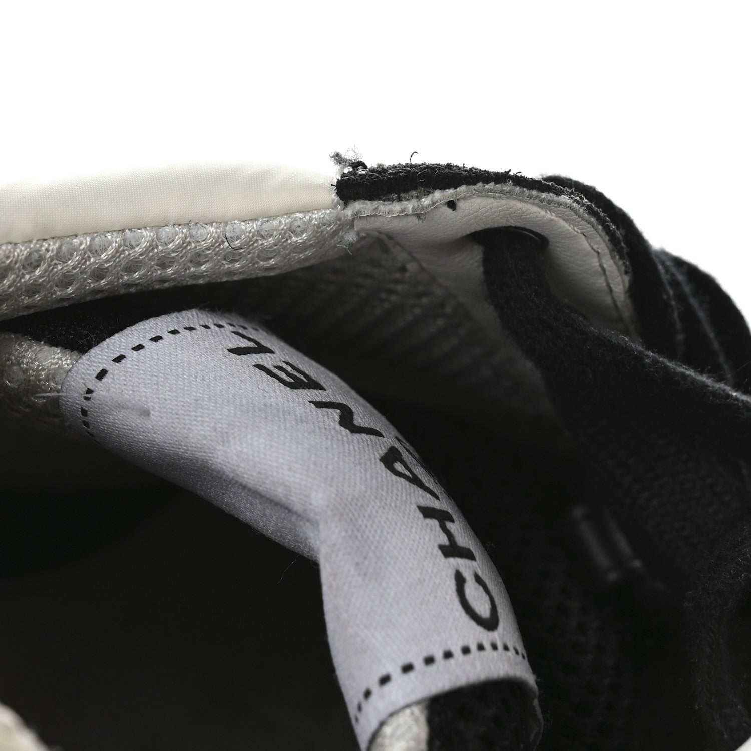 Chanel Mesh Suede Grained Calfskin Womens CC Sneakers 38 Black White 9 of 9