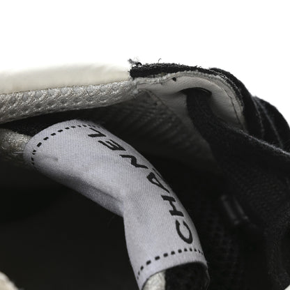 Chanel Mesh Suede Grained Calfskin Womens CC Sneakers 38 Black White 9 of 9