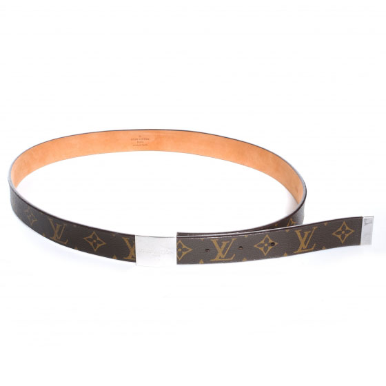 Monogram Belt w Silver Buckle 90 36