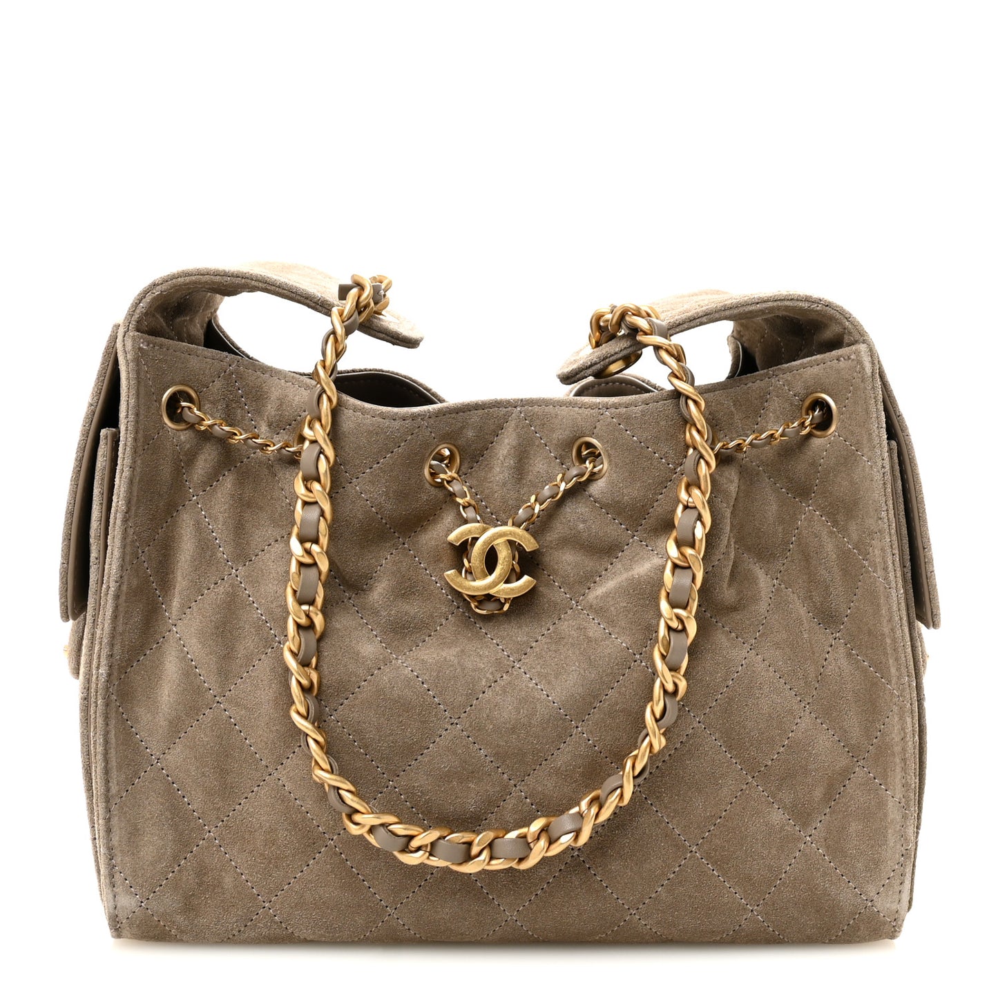 Suede Quilted Small Chanel 25 Handbag Dark Grey