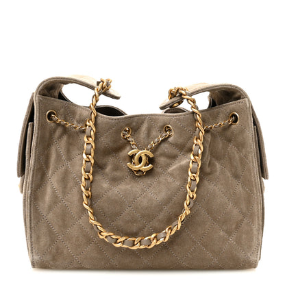 Chanel Suede Quilted Small Chanel 25 Handbag Dark Grey 1 of 11