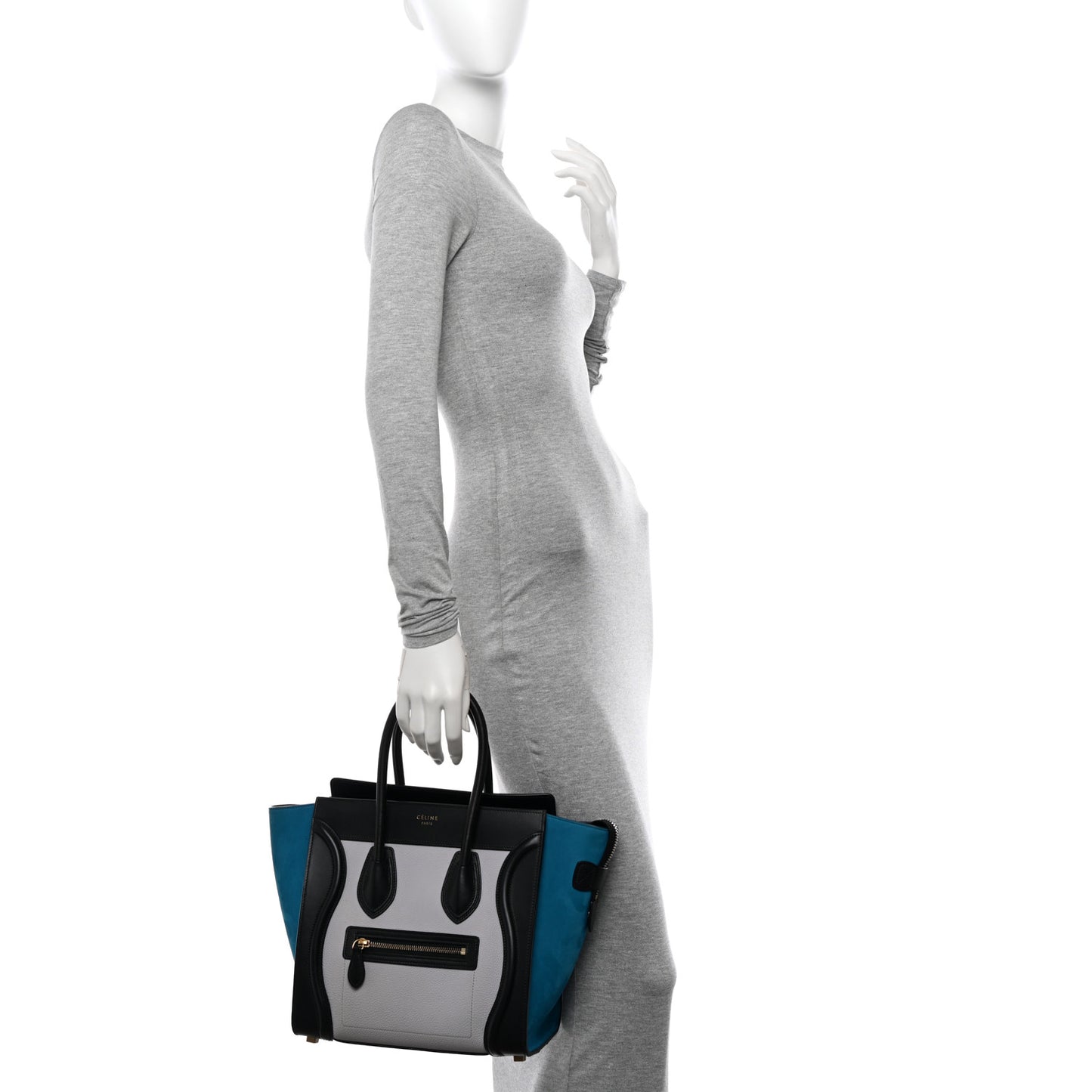 Baby Grained Calfskin Nubuck Micro Tri-Color Luggage Light Grey