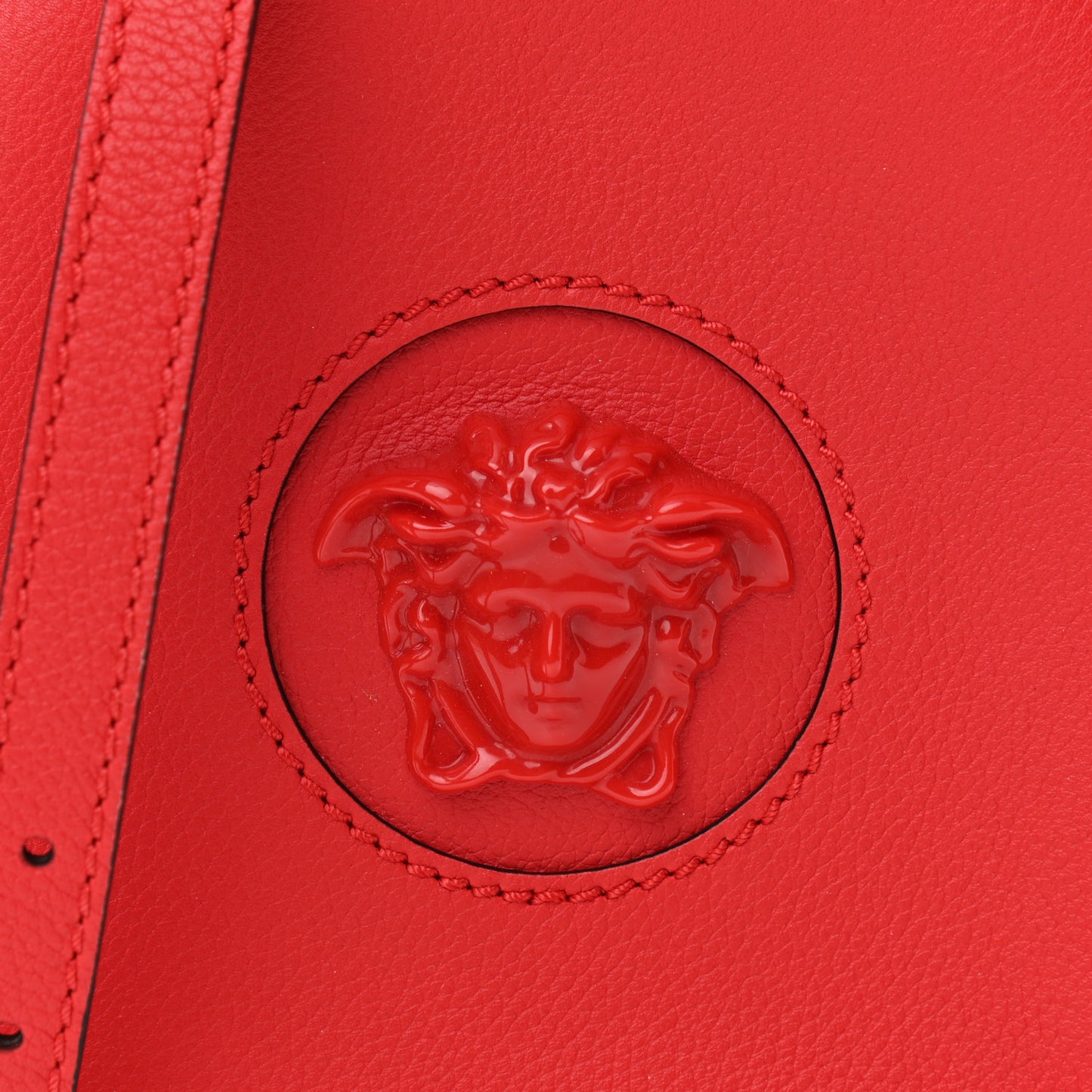 Calfskin La Medusa Round Camera Bag Red