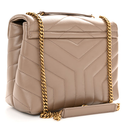 Saint Laurent Calfskin Y Quilted Monogram Small Loulou Chain Satchel Dark Beige 3 of 9