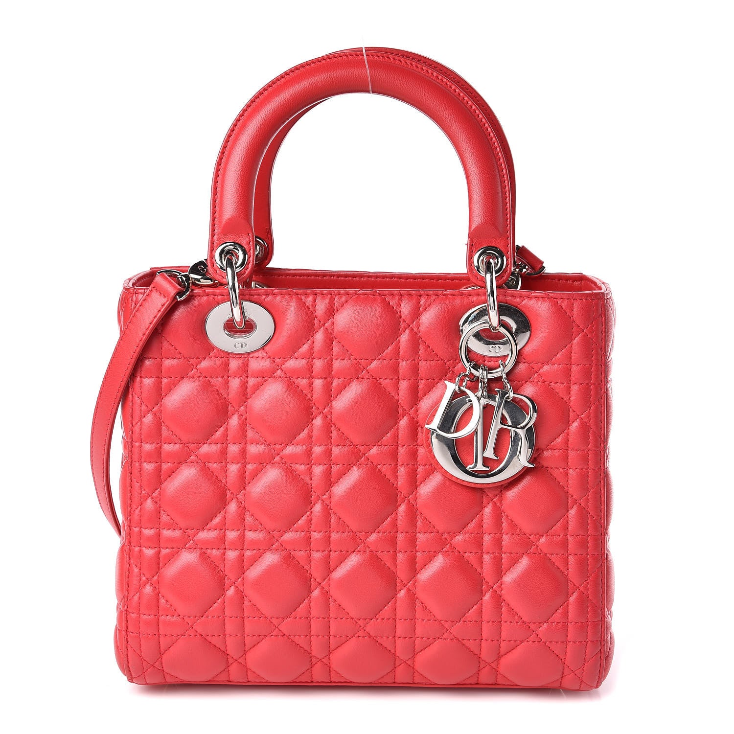 Christian Dior Lambskin Cannage Medium Lady Dior Red 1 of 10