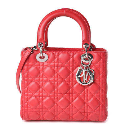Christian Dior Lambskin Cannage Medium Lady Dior Red 1 of 10