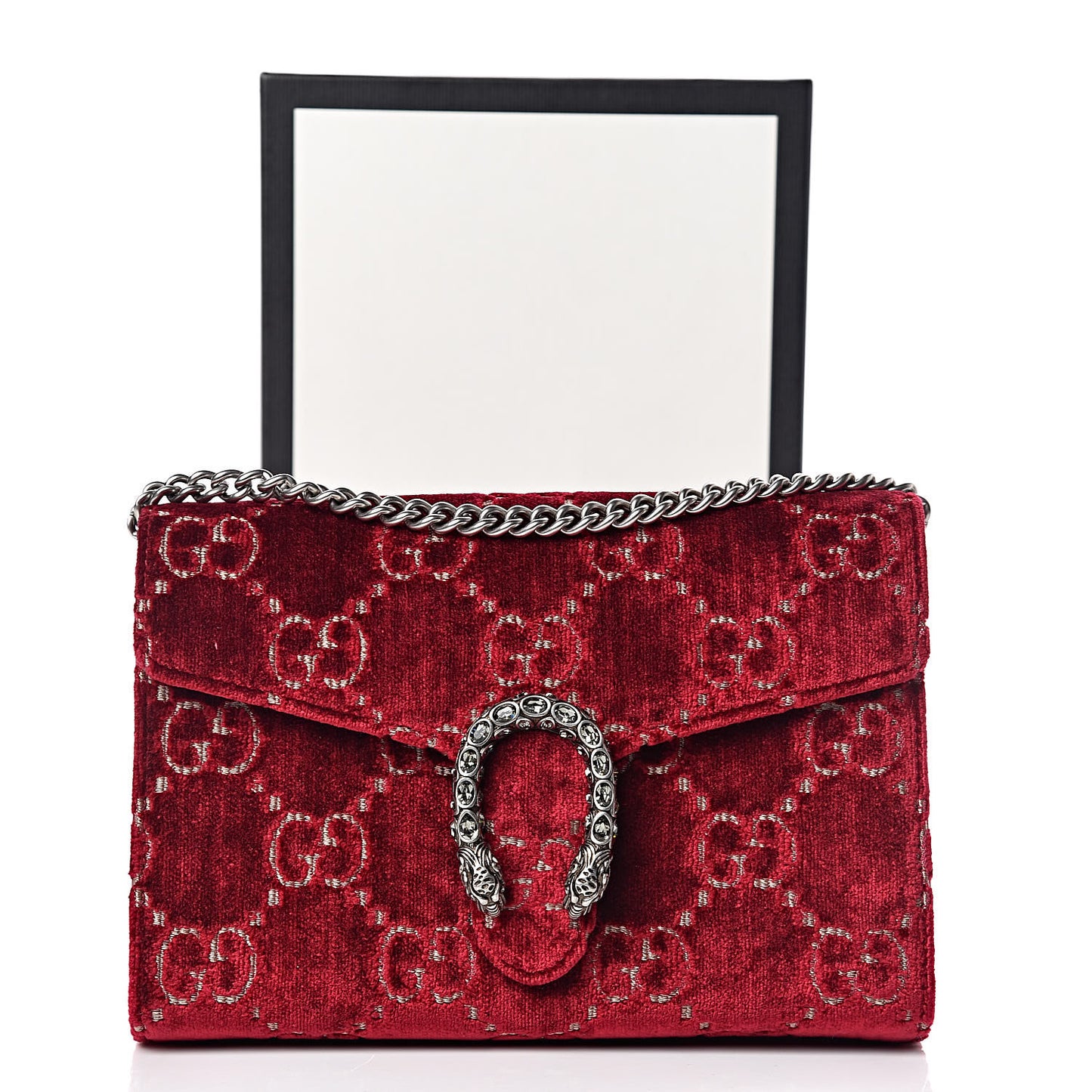 Velvet GG Monogram Mini Dionysus Chain Wallet Red Cipria