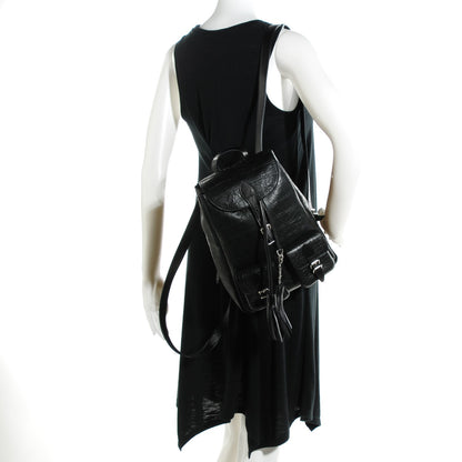 Saint Laurent Crocodile Embossed Lambskin Festival Backpack Black 2 of 7