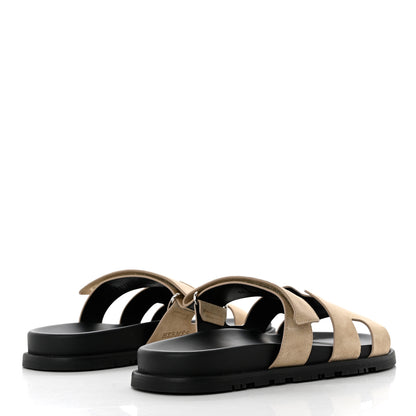 Hermes Suede Goatskin Mens Chypre Sandals 44 Beige Argile 4 of 9