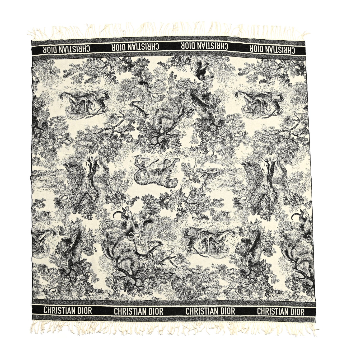 Christian Dior Wool Dioriviera Toile De Jouy Throw Black 1 of 3