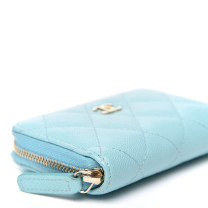 Chanel Caviar Quilted Zip Coin Purse Light Blue 5 of 9