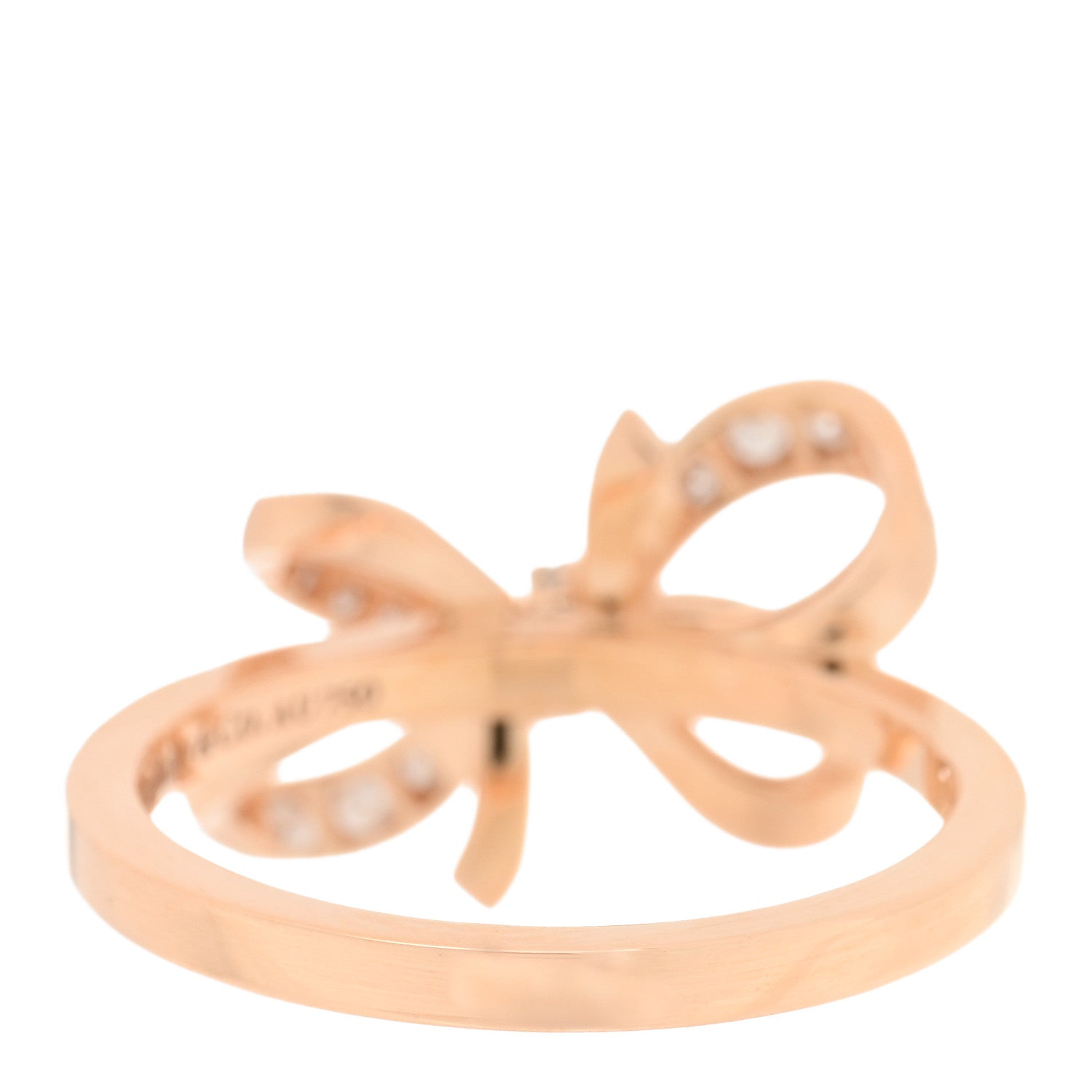 Tiffany 18K Rose Gold Diamond .20ct Double Bow Ring 49 5 1315310