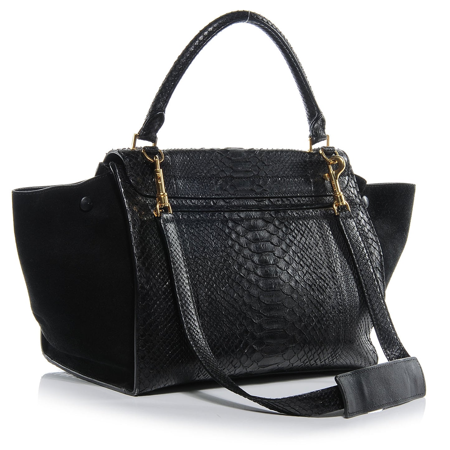Python and Suede Small Trapeze Black