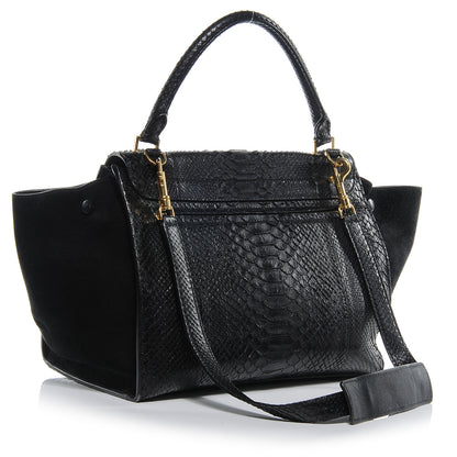 Celine Python and Suede Small Trapeze Black 2 of 6