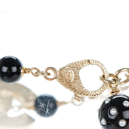 Chanel Pearl Beaded CC Bracelet Gold Black 4 of 5